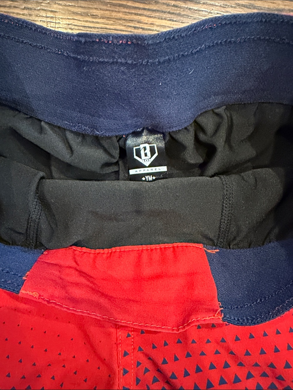 Baseball Lifestyle 101 Kids Red and Navy Gradient Athletic Shorts - Picture 3 of 5